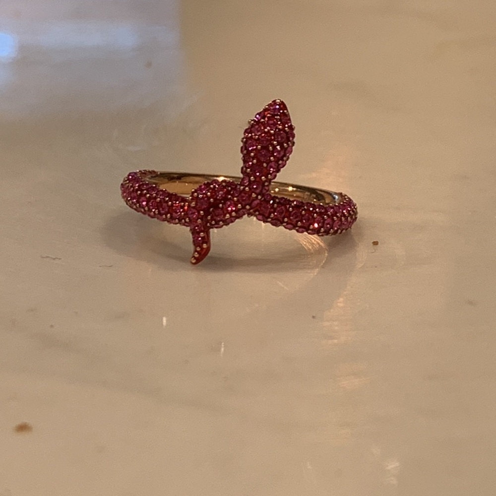 Swarovski pink crystal snake ring